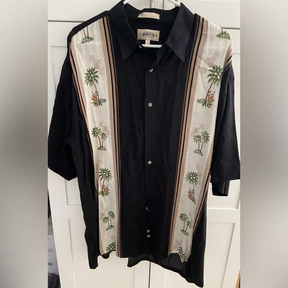 Campia Moda Button Up Shirt Black/Tan Size XL